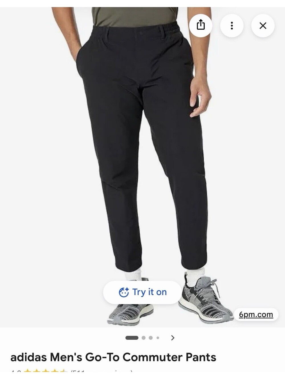 Adidas Go-To Commuter Pants Mens 35x32 Black Cuff Hem Jogger Golf Travel Comfort